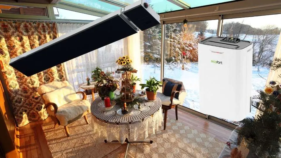 Wintergarten in der kalten Jahreszeit 1 Ecoheat comfort+ dunkelstrahler & ecoq 9l steady luftentfeuchter im einsatz im wintergarten.