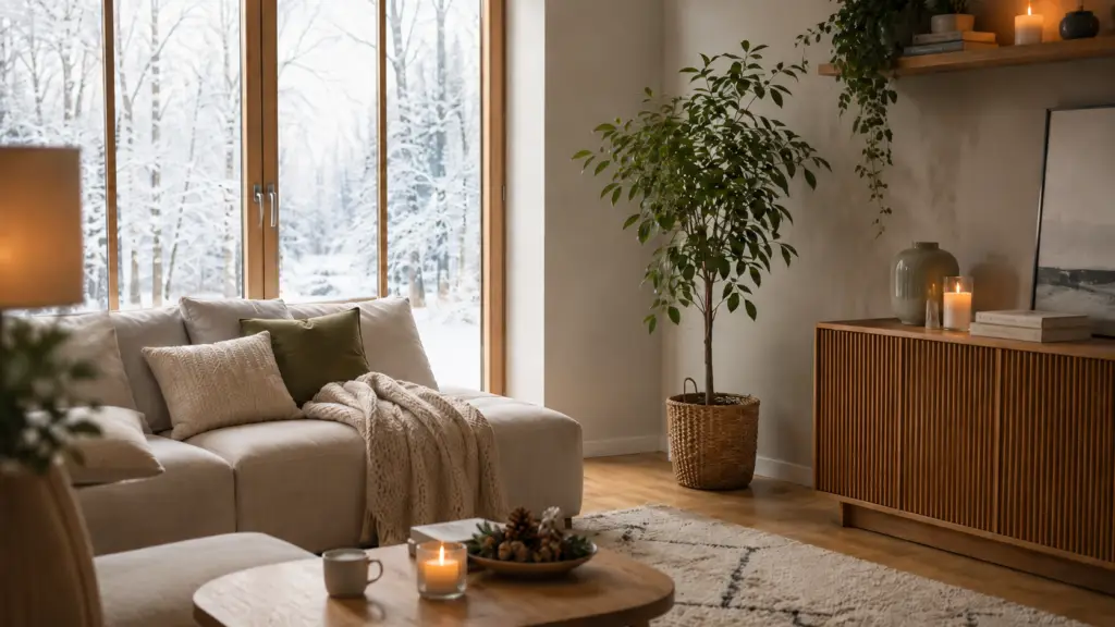 Trockene Luft im Winter? 4 einfache Tipps für optimale Luftfeuchtigkeit 1 Humidité de l'air dans le salon en hiver