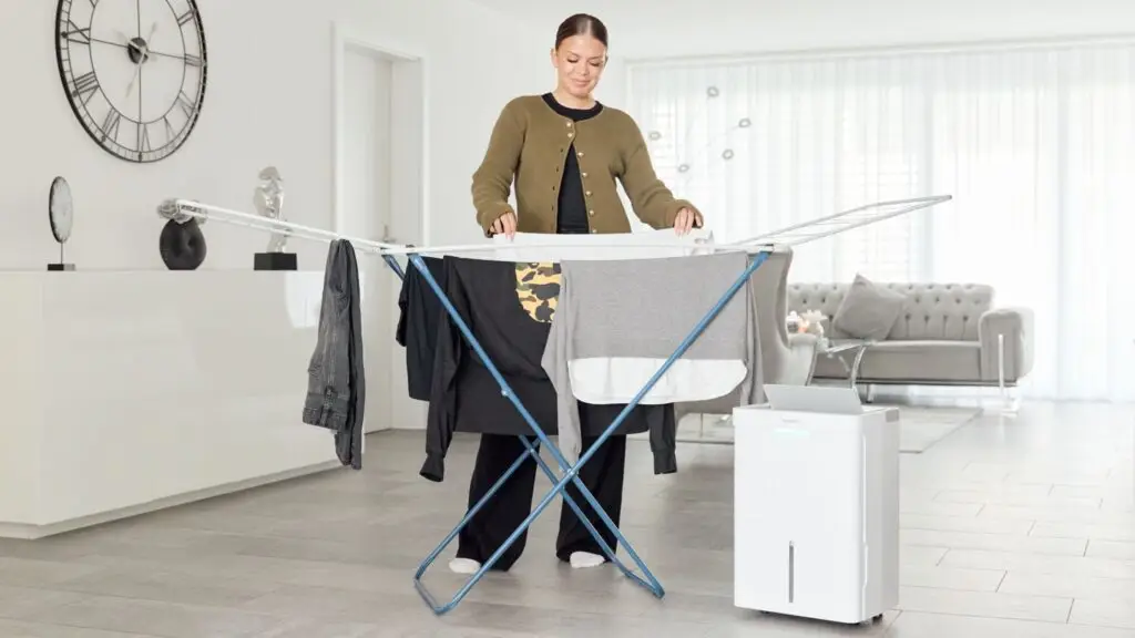 Luftentfeuchter richtig platzieren: So holen Sie das Maximum heraus 1 Luftentfeuchter_frau_wäschetrocknung
